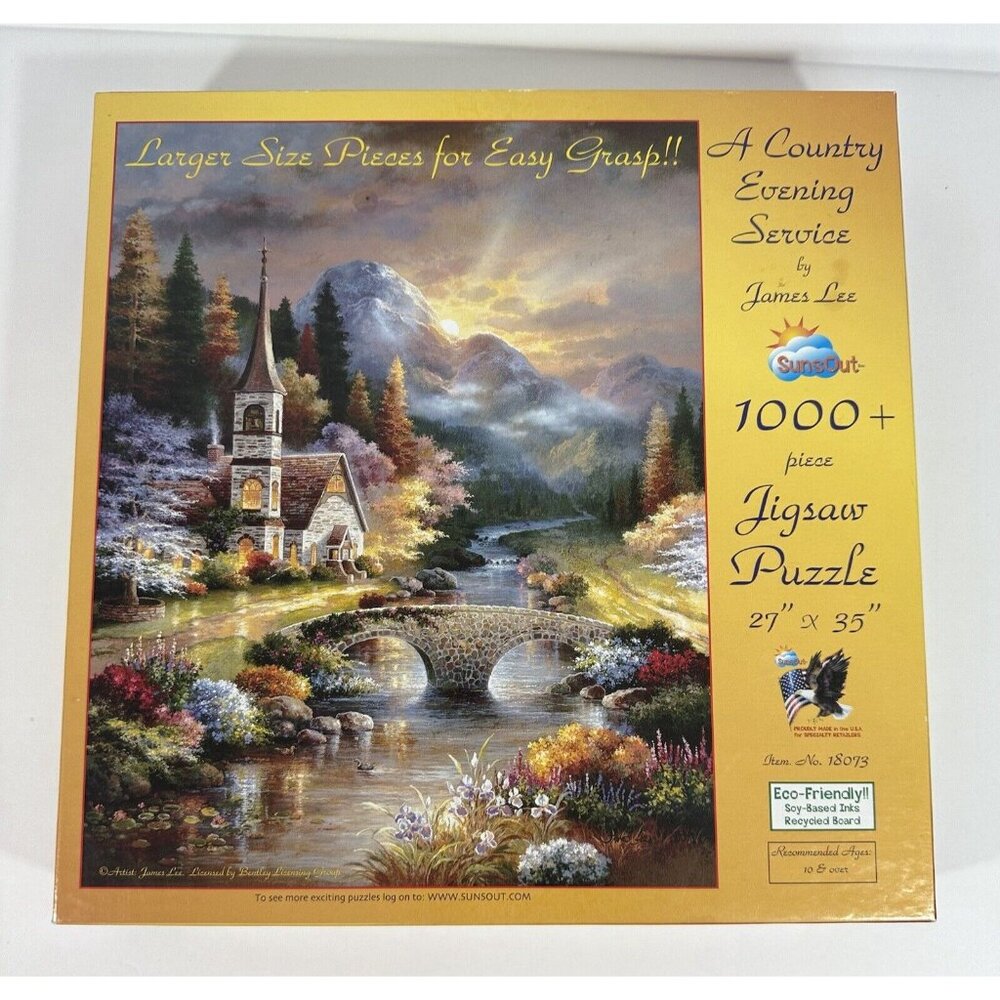 A Country Evening Service Jigsaw Puzzle 1000 Pieces Complete Nature Church
